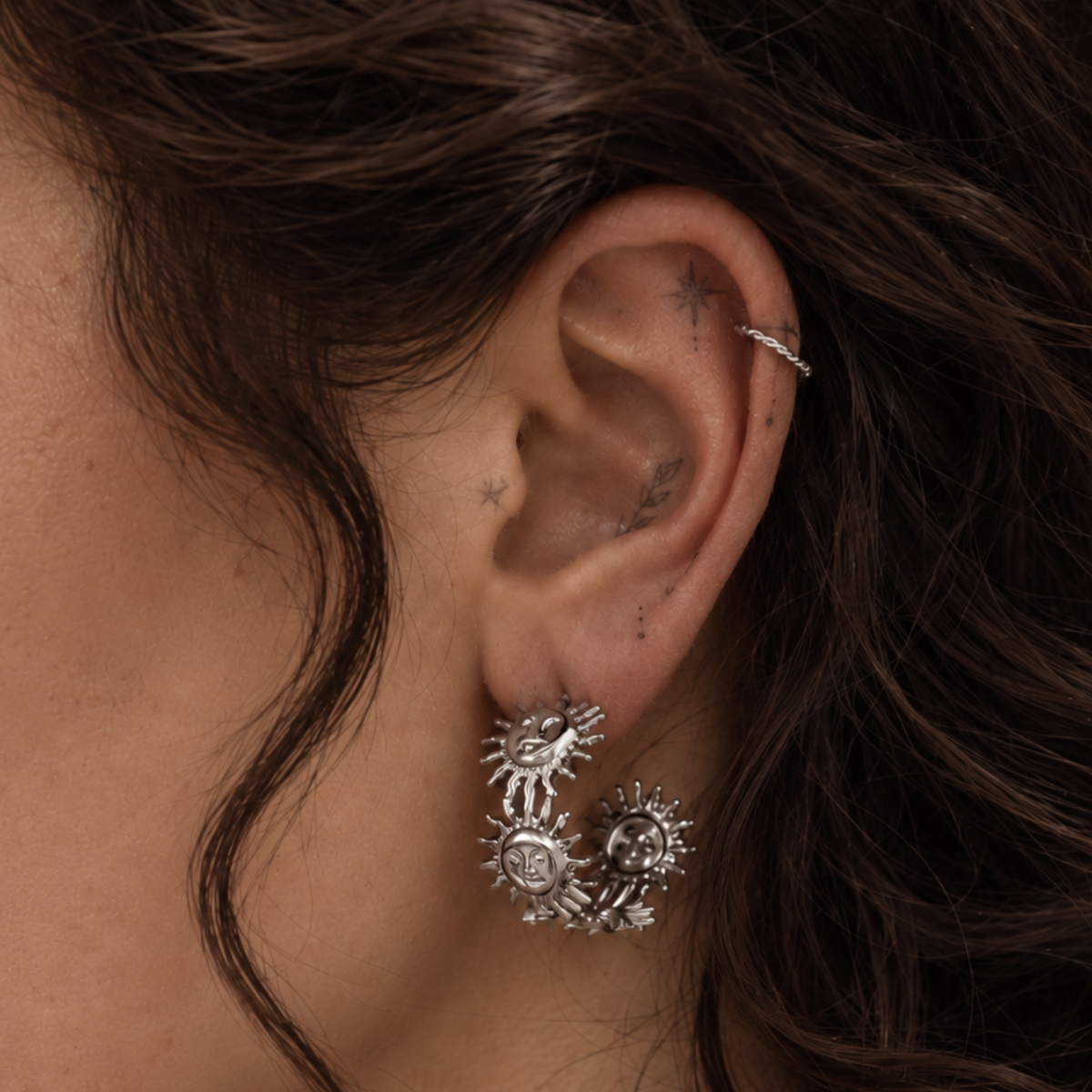 Stainless Steel Sunny Hoop Earrings