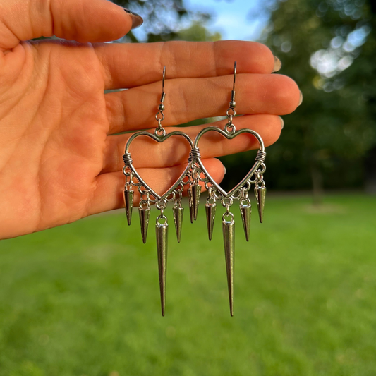 Handmade Spiky Heart Earrings 'Nott'