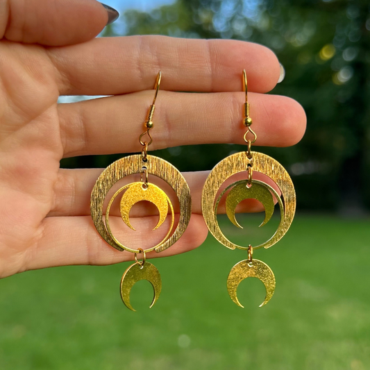 Handmade Brass Moon Earrings 'Aud'