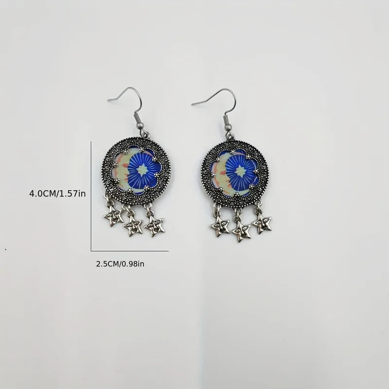 Silver-Plated Cosmic Moon Earrings 'Frigg'