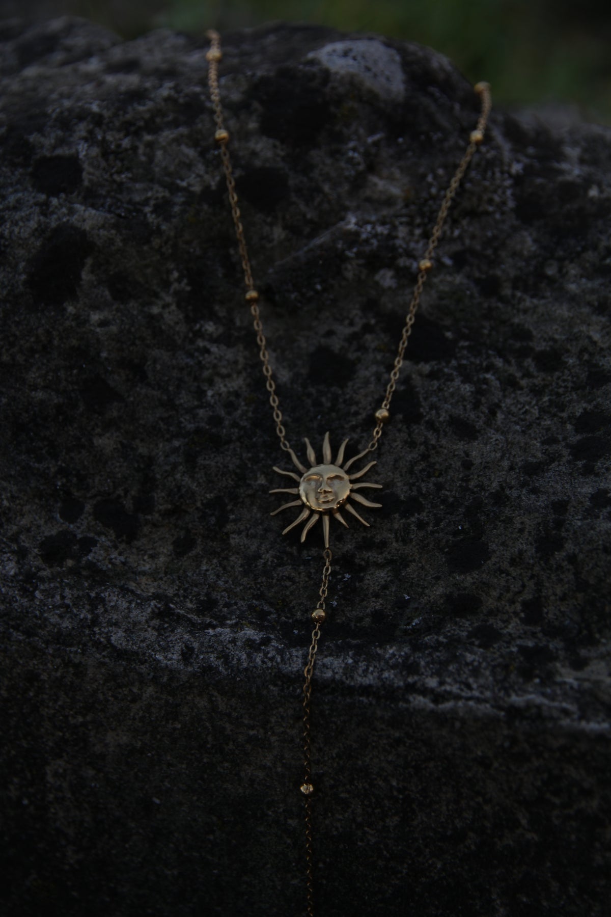 18k Gold Plated Stainless Steel Sun Y-necklace