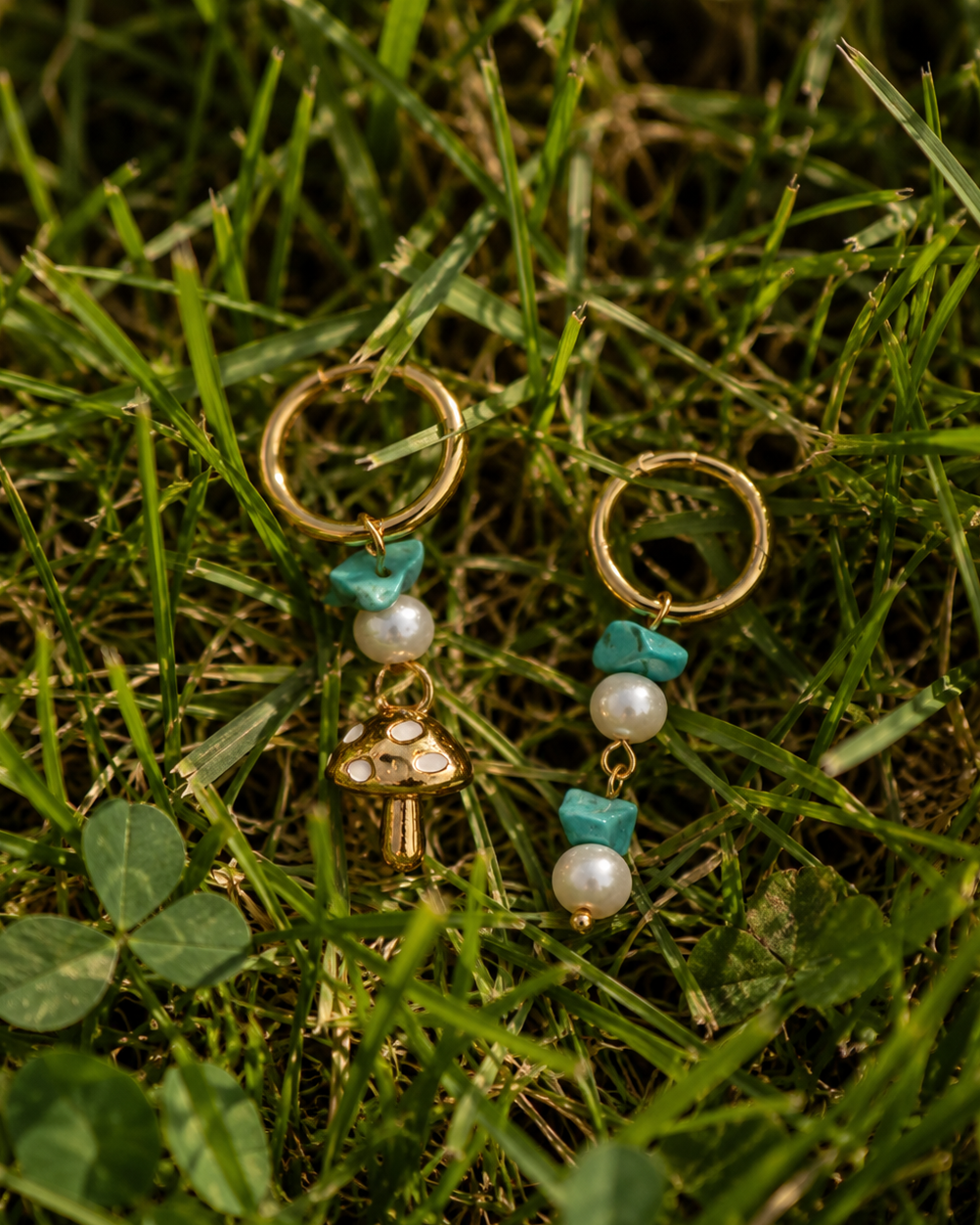 Stainless Steel Asymmetrical Mushroom Earrings