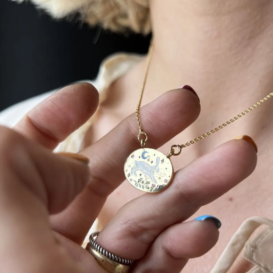 18K Gold Plated Stainless Steel Rabbit Tarot Necklace