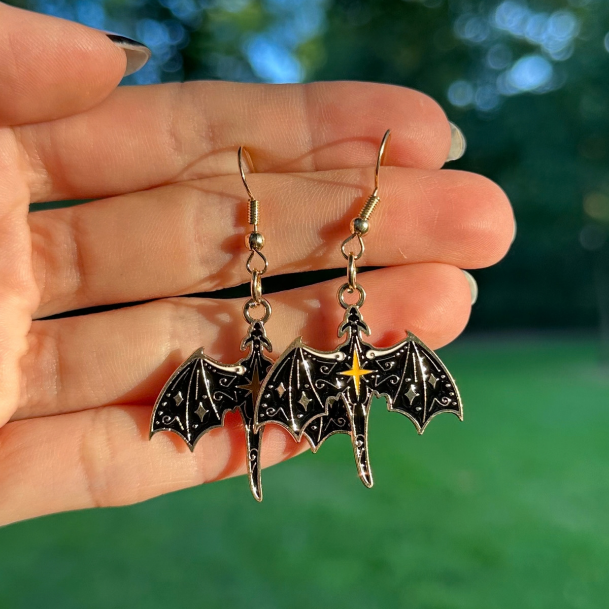 Stainless Steel Fantasy Dragon Earrings 'Aslaug'