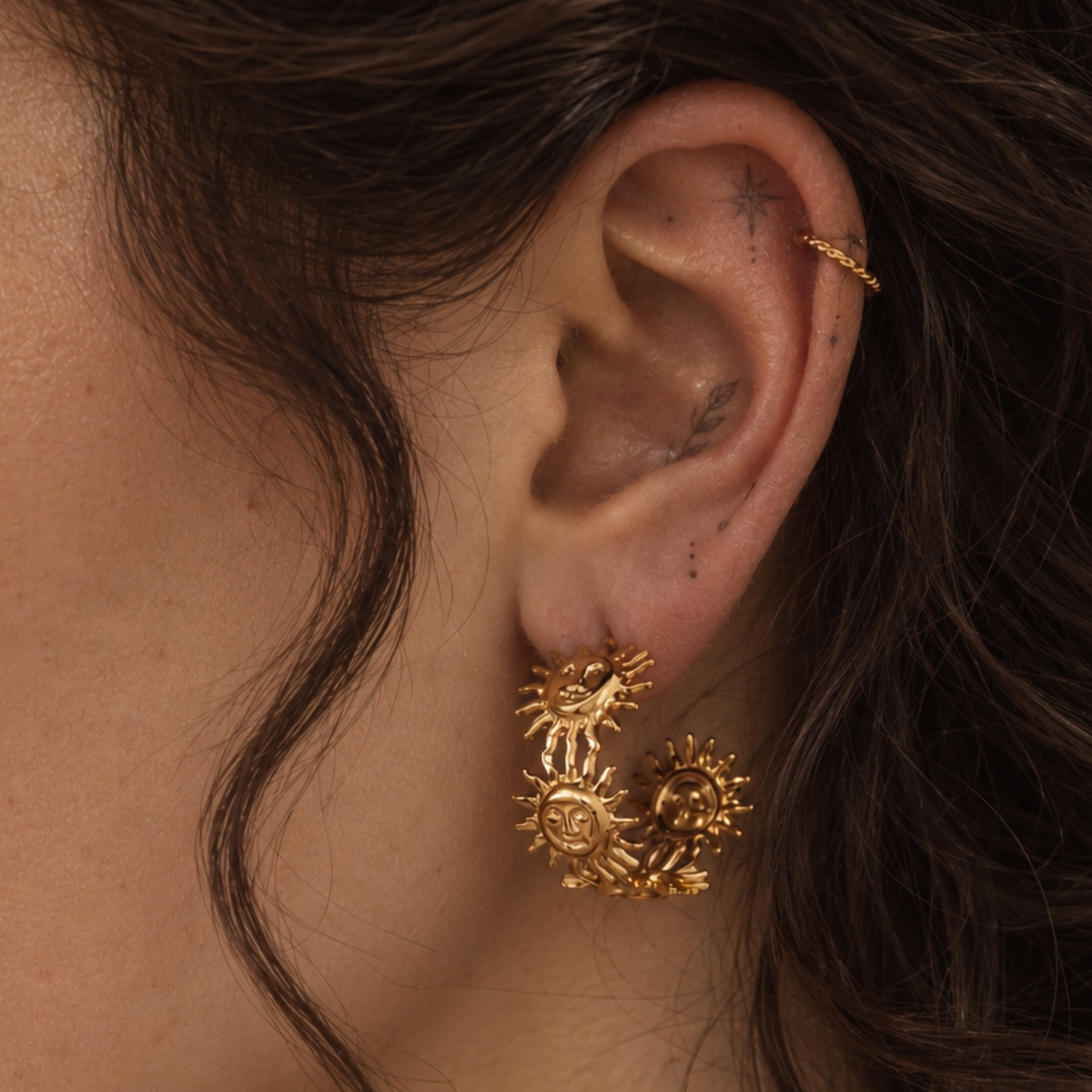 Stainless Steel Sunny Hoop Earrings