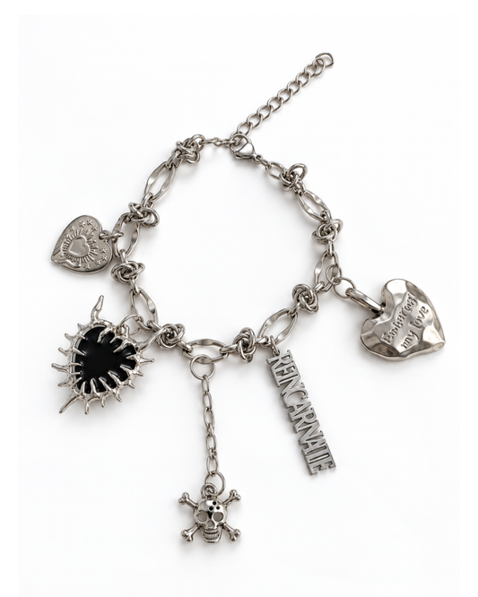 'Reincarnate' Stainless Steel Charm Bracelet - Handmade