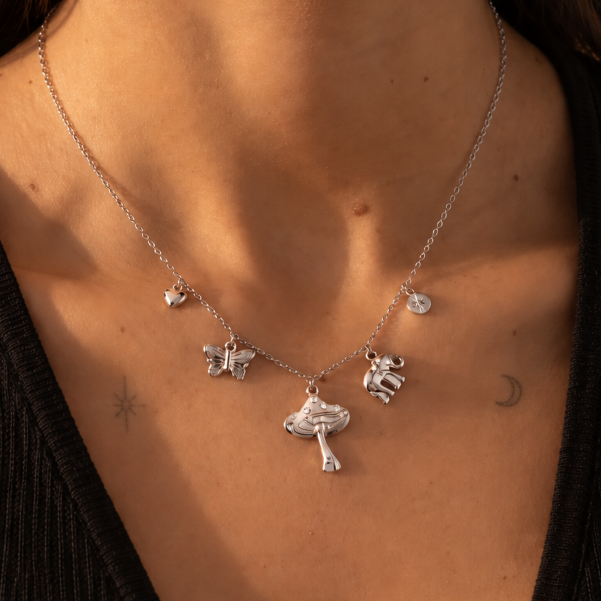 Stainless Steel Mushroom Fairy Necklace