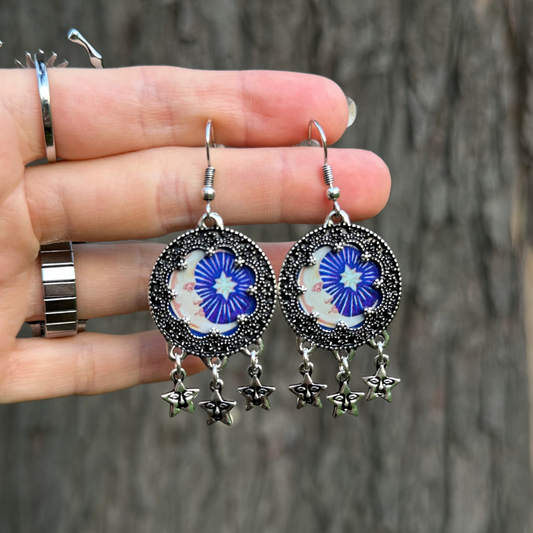 Silver-Plated Cosmic Moon Earrings 'Frigg'