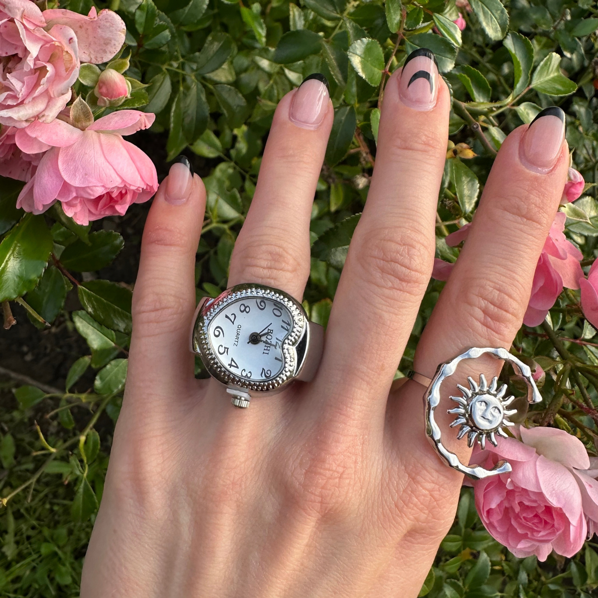 Heart Shape Silver Watch Ring 'Cassandra'
