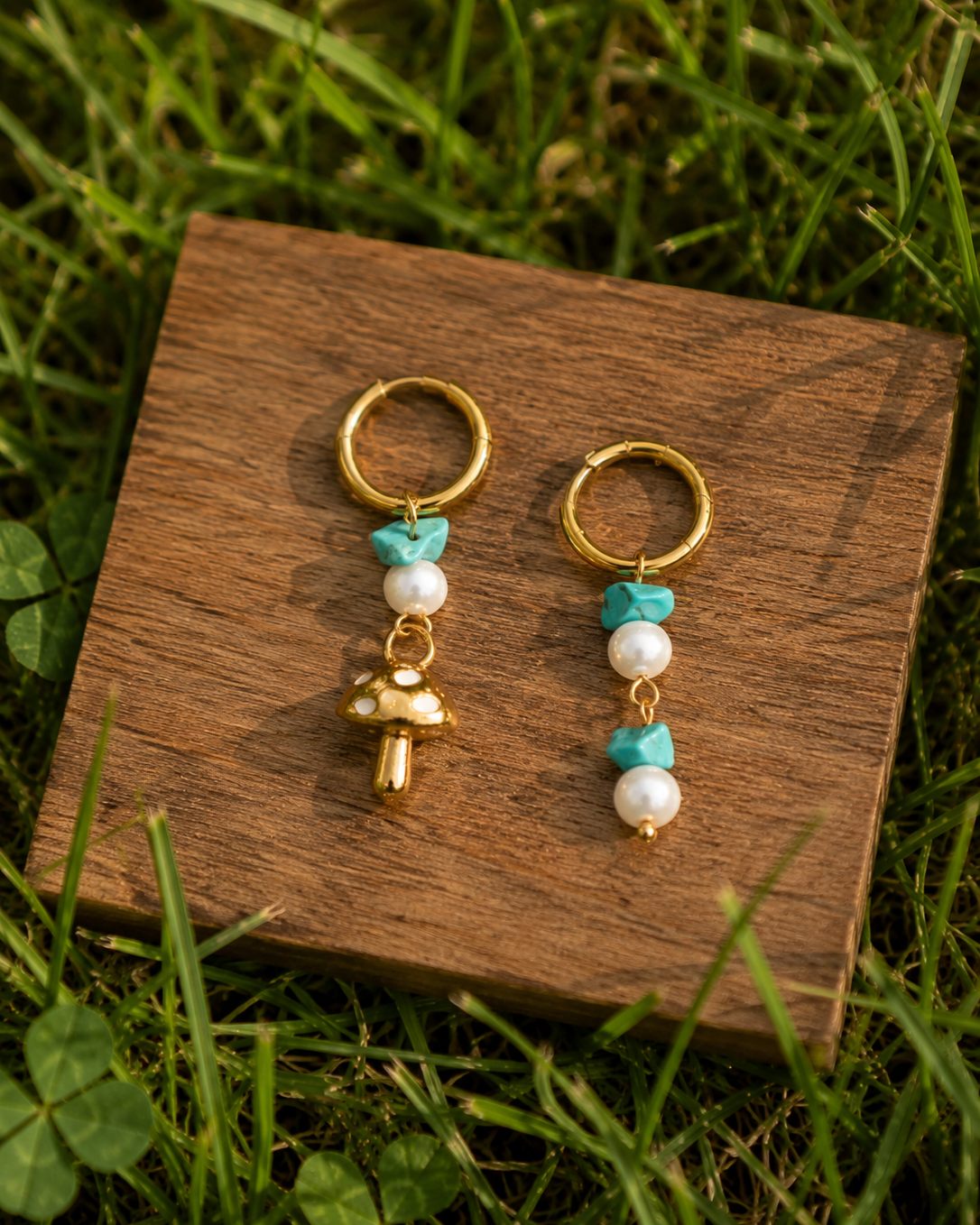 Stainless Steel Asymmetrical Mushroom Earrings