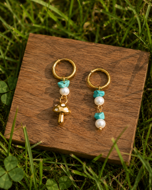 Stainless Steel Asymmetrical Mushroom Earrings