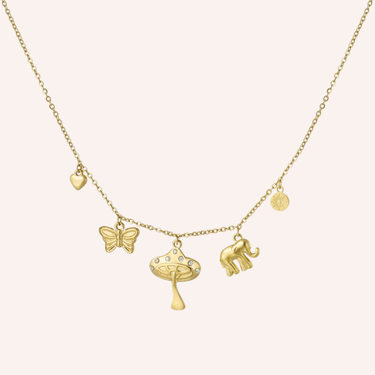 Stainless Steel Mushroom Fairy Necklace