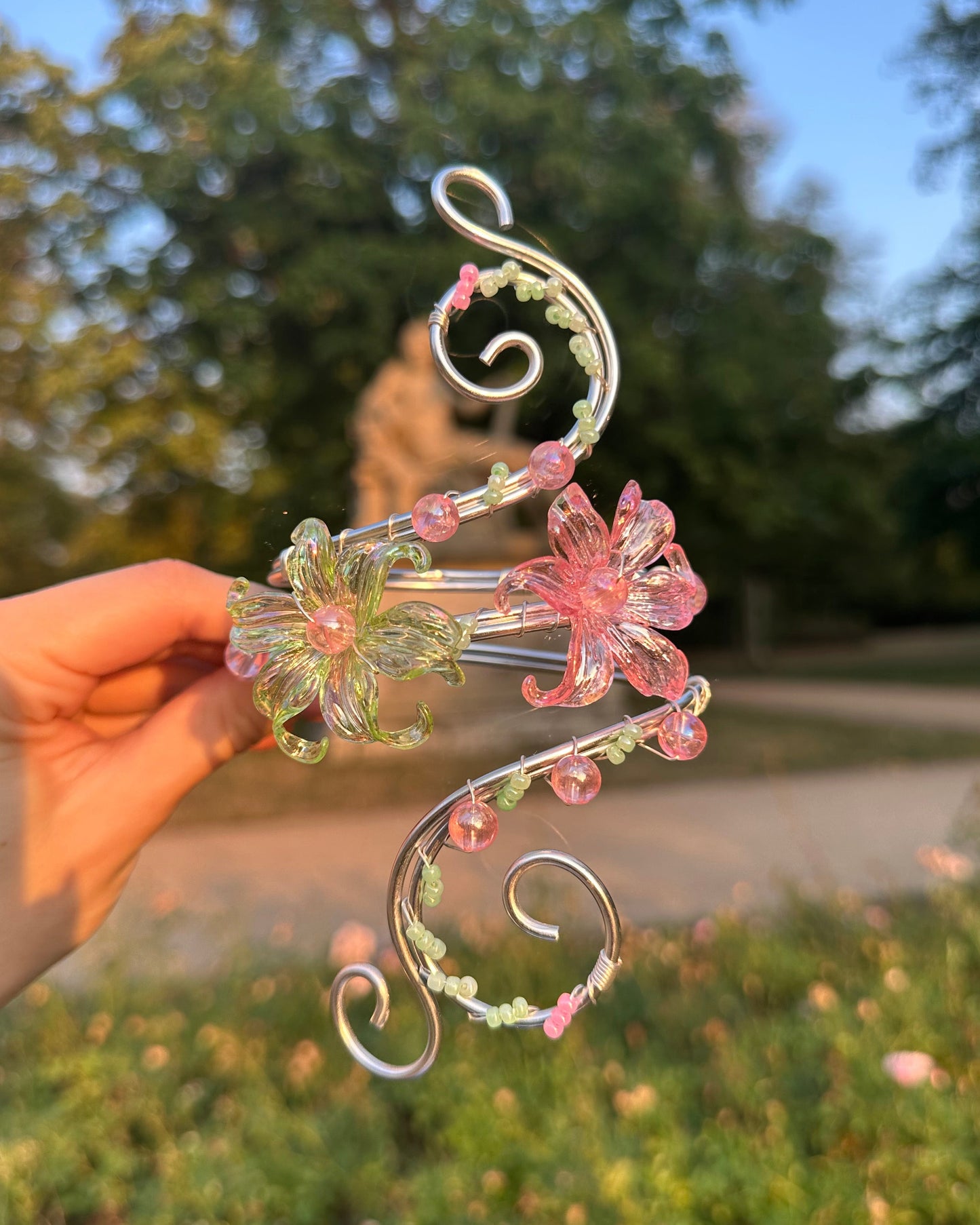 Oberarmreif Silber 'Amber' – Handgemachter Fairycore Arm Cuff
