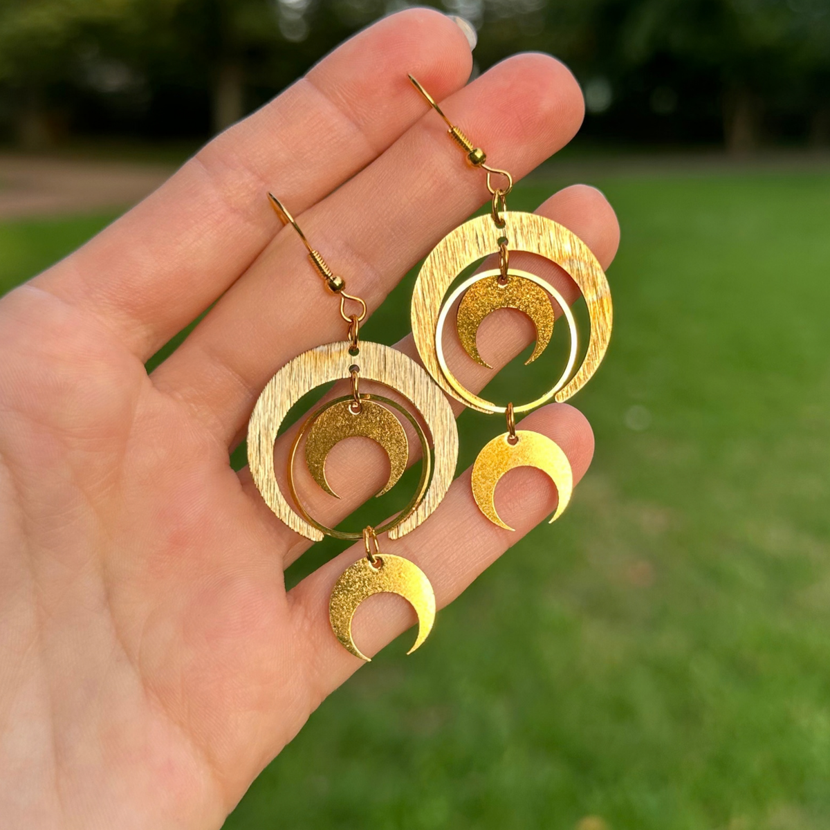 Handmade Brass Moon Earrings 'Aud'