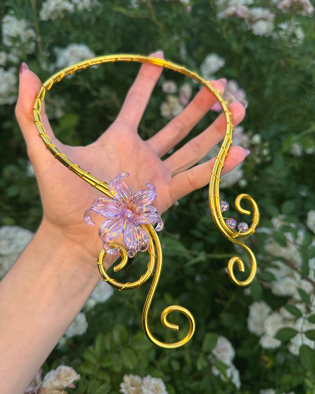 Open Necklace 'Lauma' Gold - Handmade Fairycore Necklace Jewelry