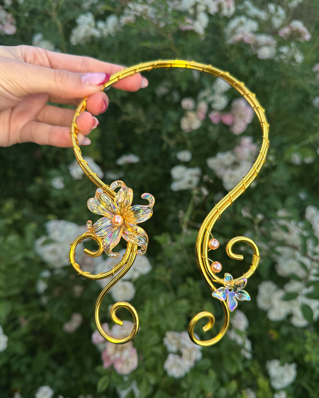 Open Necklace 'Liena' Gold - Handmade Fairycore Necklace Jewelry