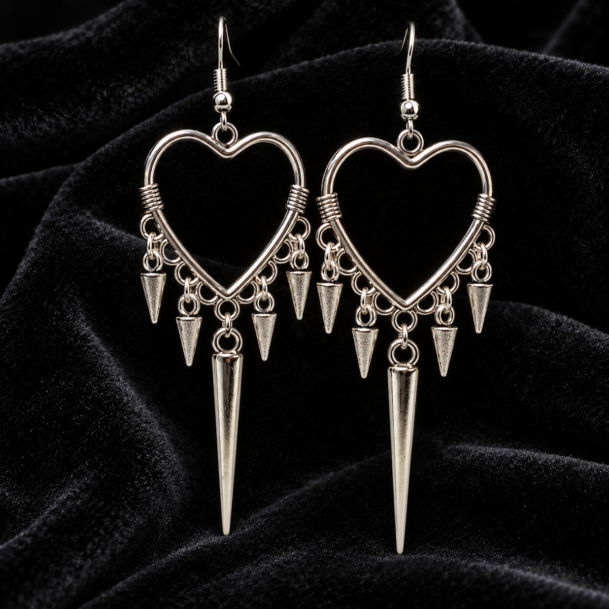 Handmade Spiky Heart Earrings 'Nott'