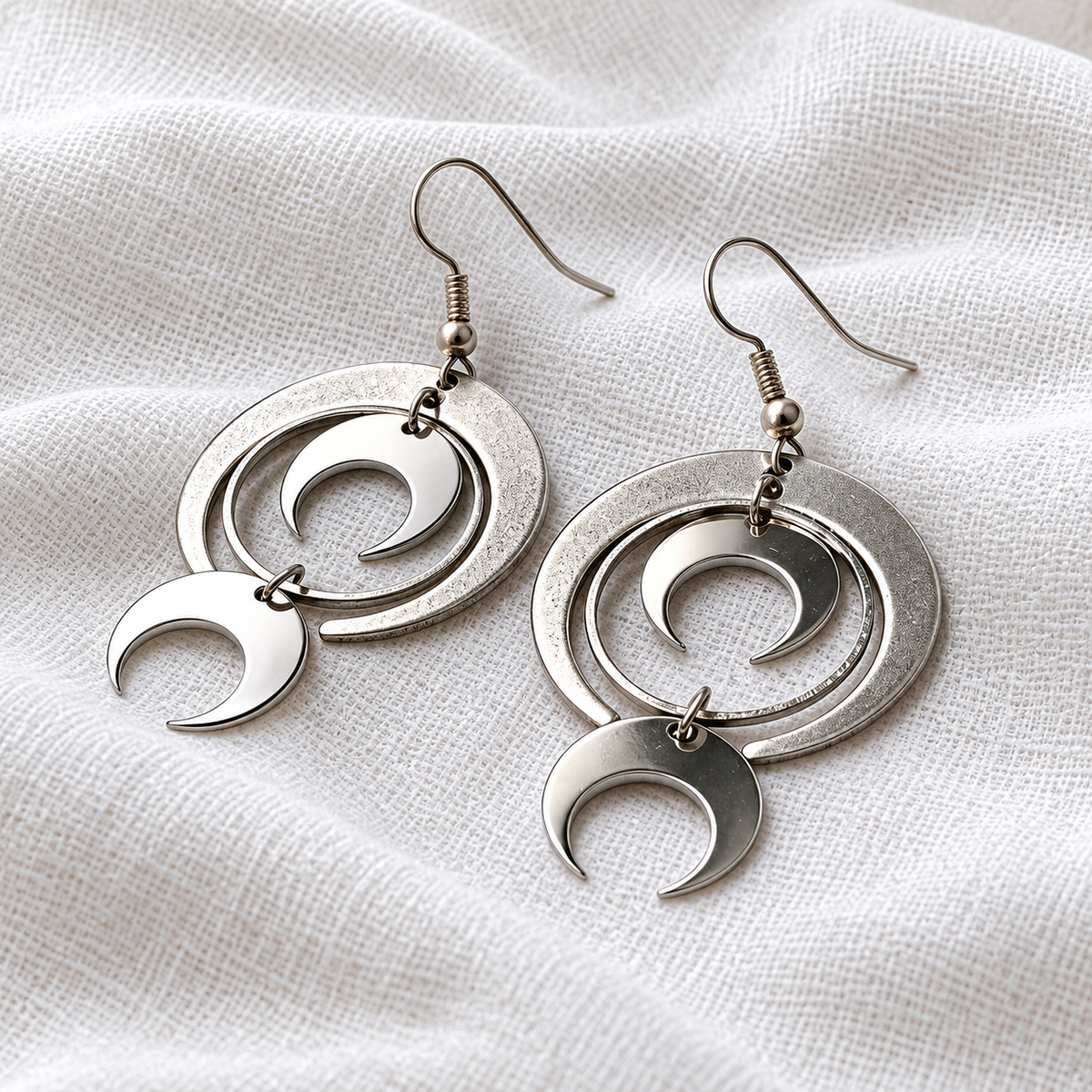 Handmade Brass Moon Earrings 'Aud'