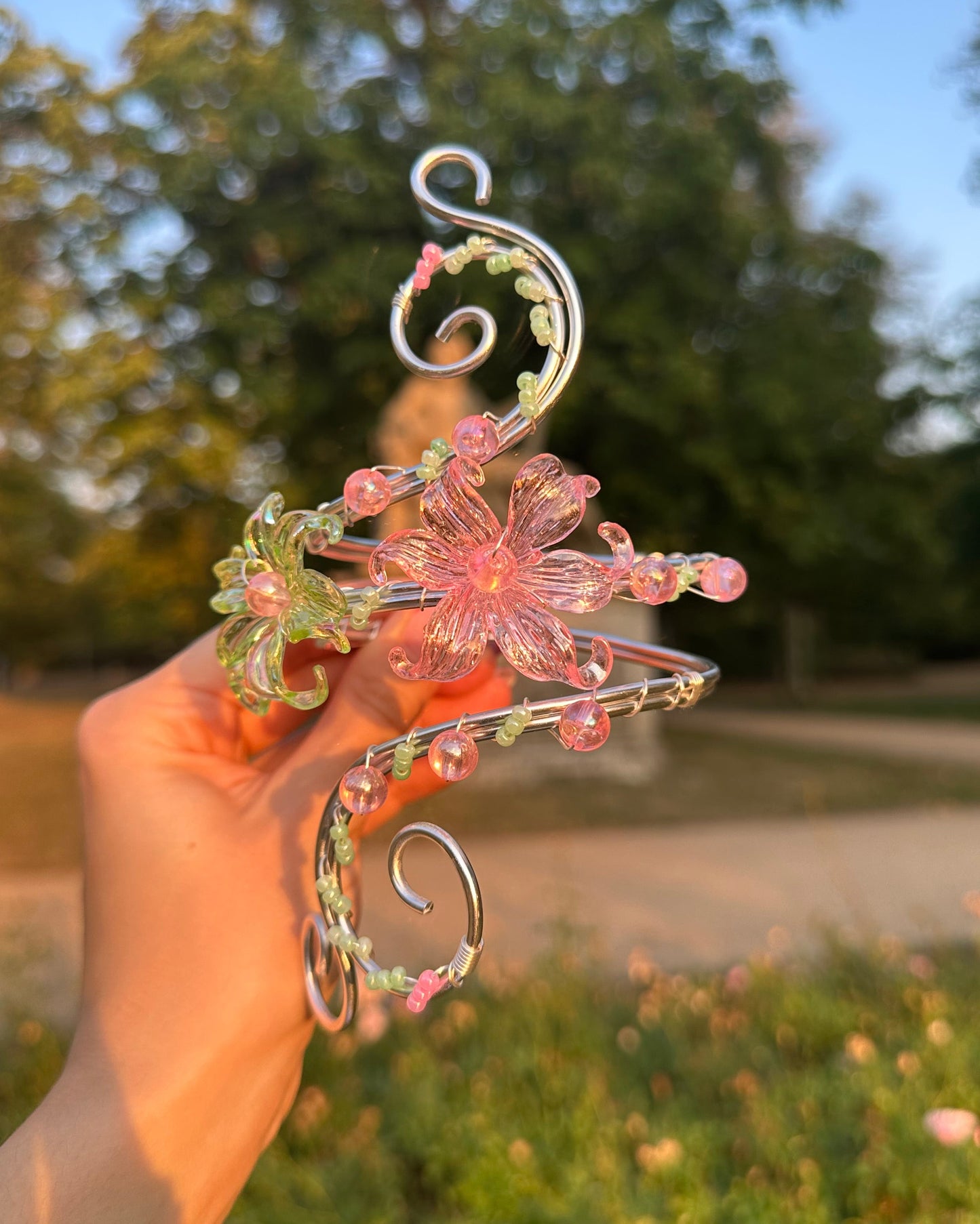 Oberarmreif Silber 'Amber' – Handgemachter Fairycore Arm Cuff