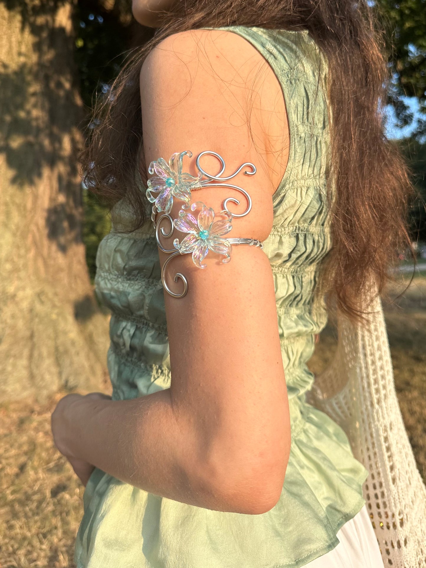 Oberarmreif Silber 'Oceana' – Handgemachter Fairycore Arm Cuff Jewelry