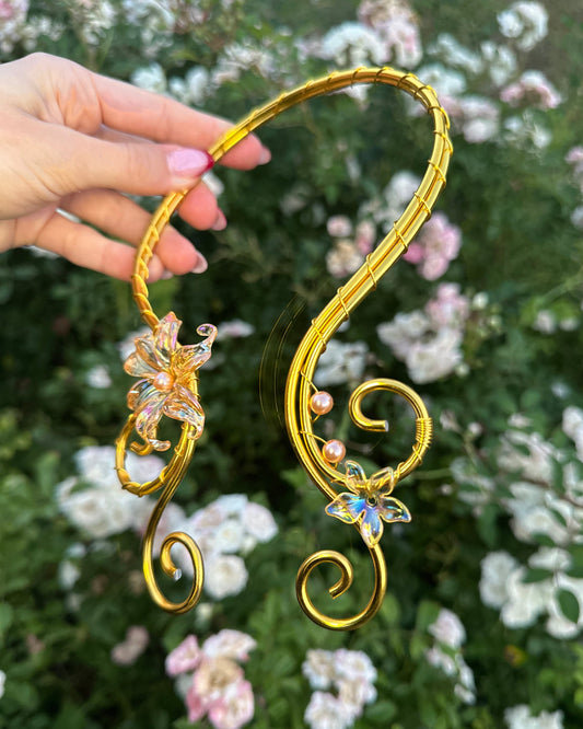 Open Necklace 'Liena' Gold - Handmade Fairycore Necklace Jewelry