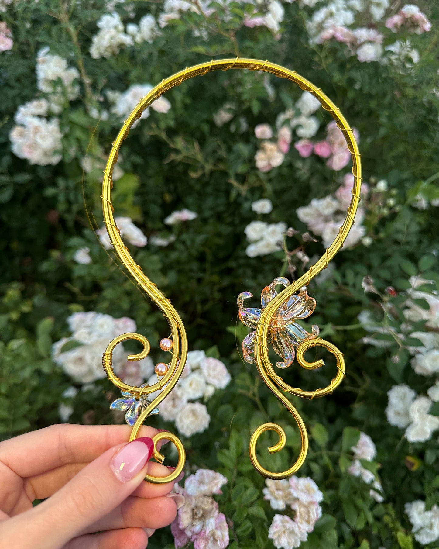 Open Necklace 'Liena' Gold - Handmade Fairycore Necklace Jewelry