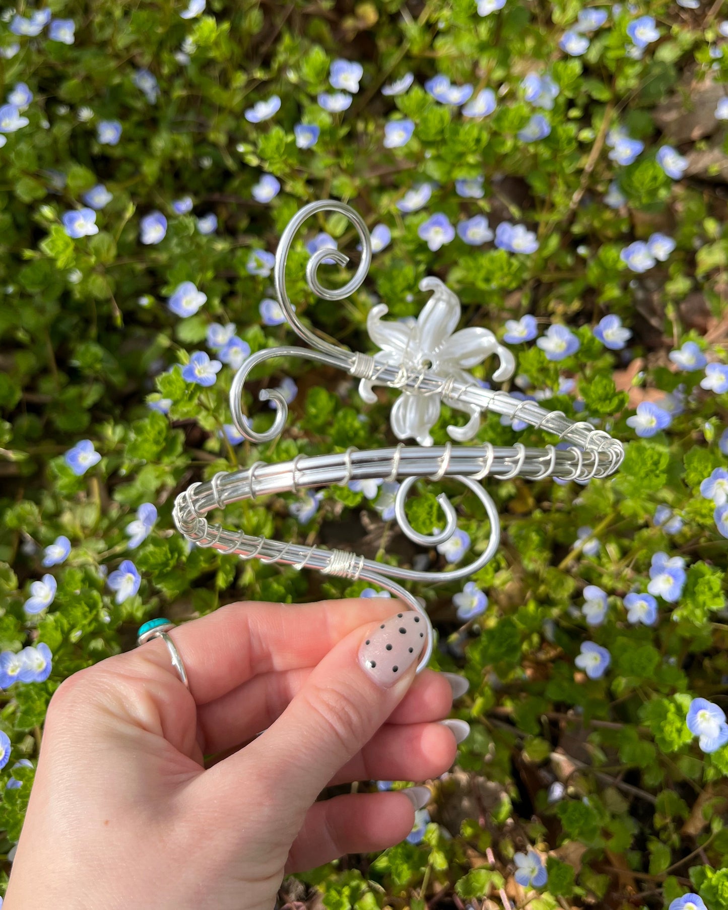 Oberarmreif Silber 'Elena' – Handgemachter Fairycore Arm Cuff
