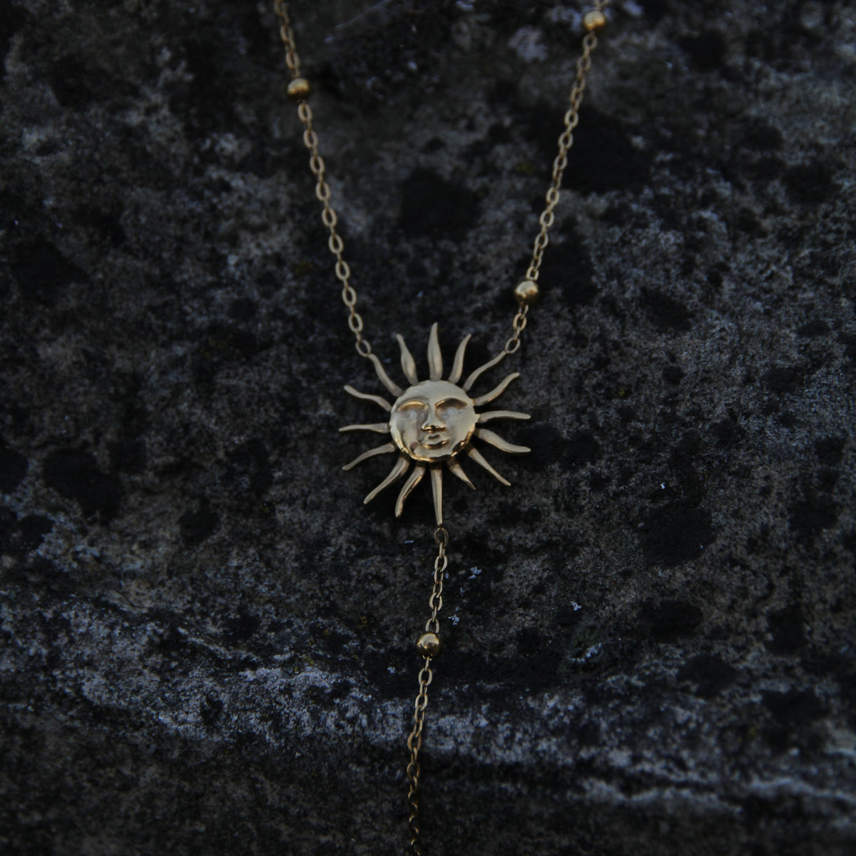 18k Gold Plated Stainless Steel Sun Y-necklace