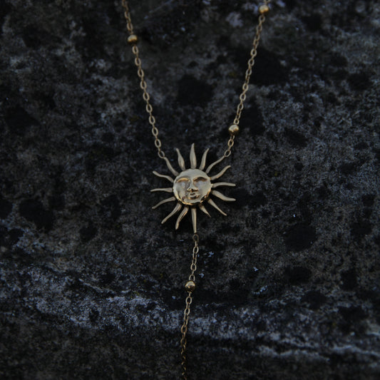 18k Gold Plated Stainless Steel Sun Y-necklace