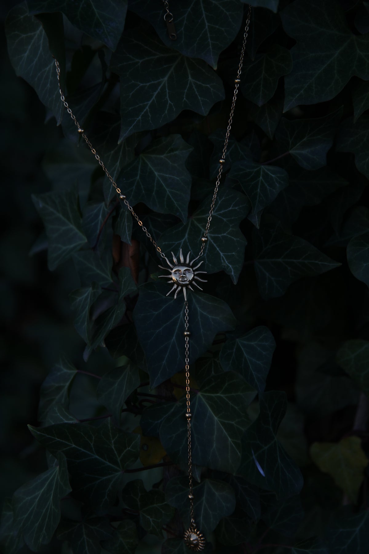 18k Gold Plated Stainless Steel Sun Y-necklace