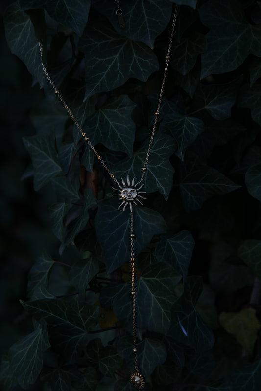 18k Gold Plated Stainless Steel Sun Y-necklace