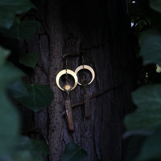 Handmade Alloy Moon Earrings With Crystal 'Hazel'