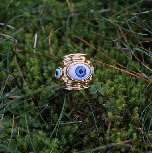 Golden Open Ring 'Evil Eye'