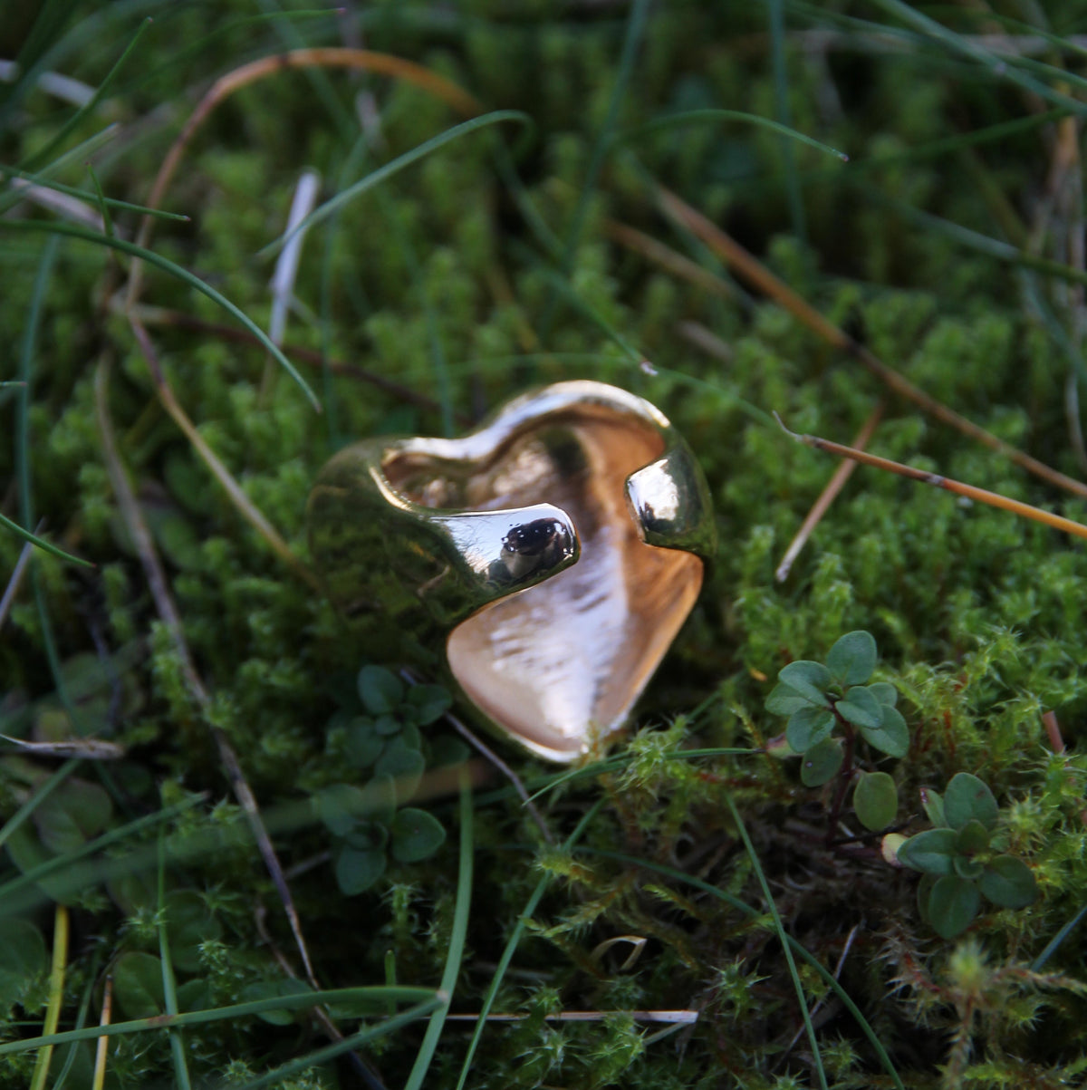 Golden Open Ring 'Vintage Lovebird'