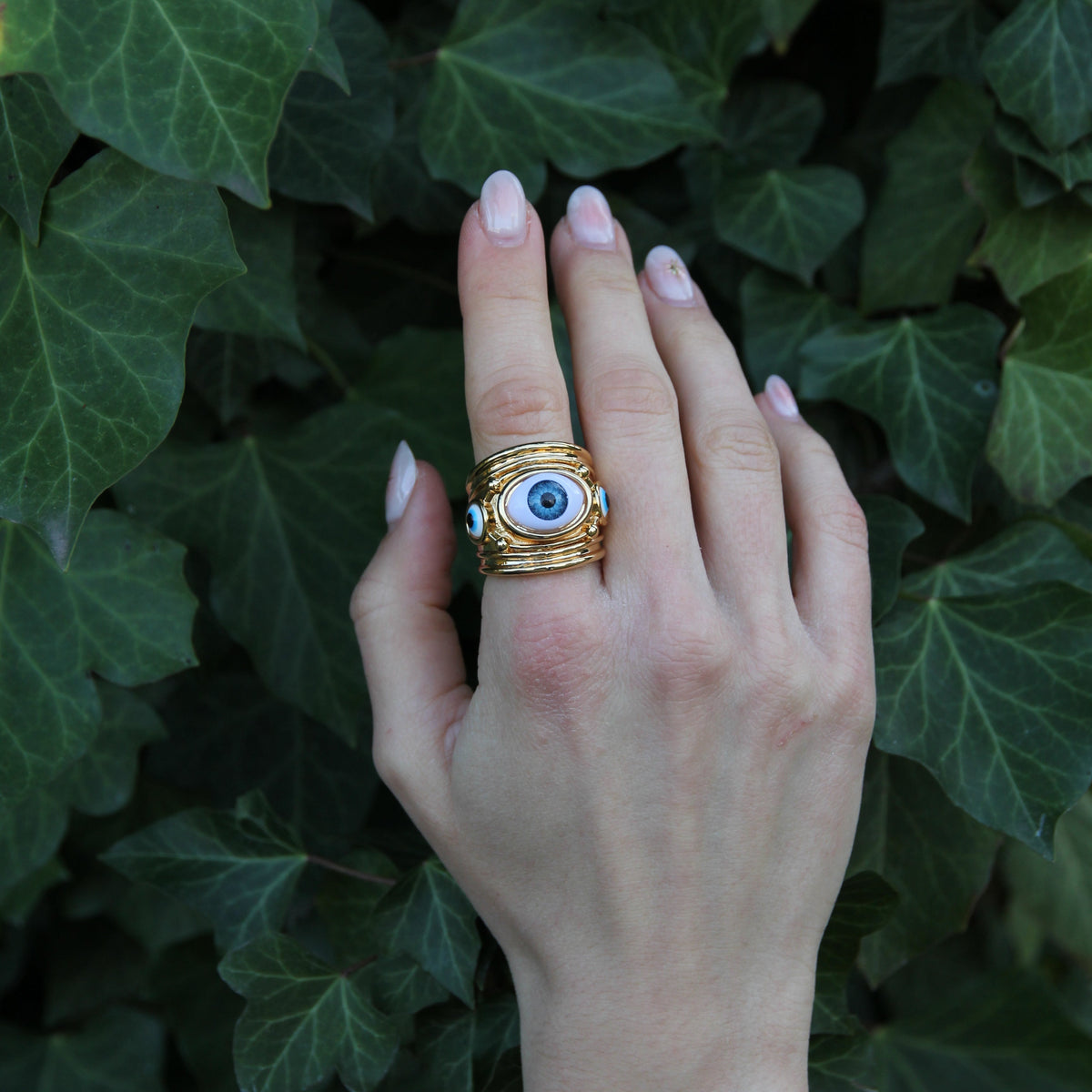 Golden Open Ring 'Evil Eye'