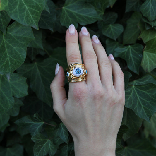 Golden Open Ring 'Evil Eye'