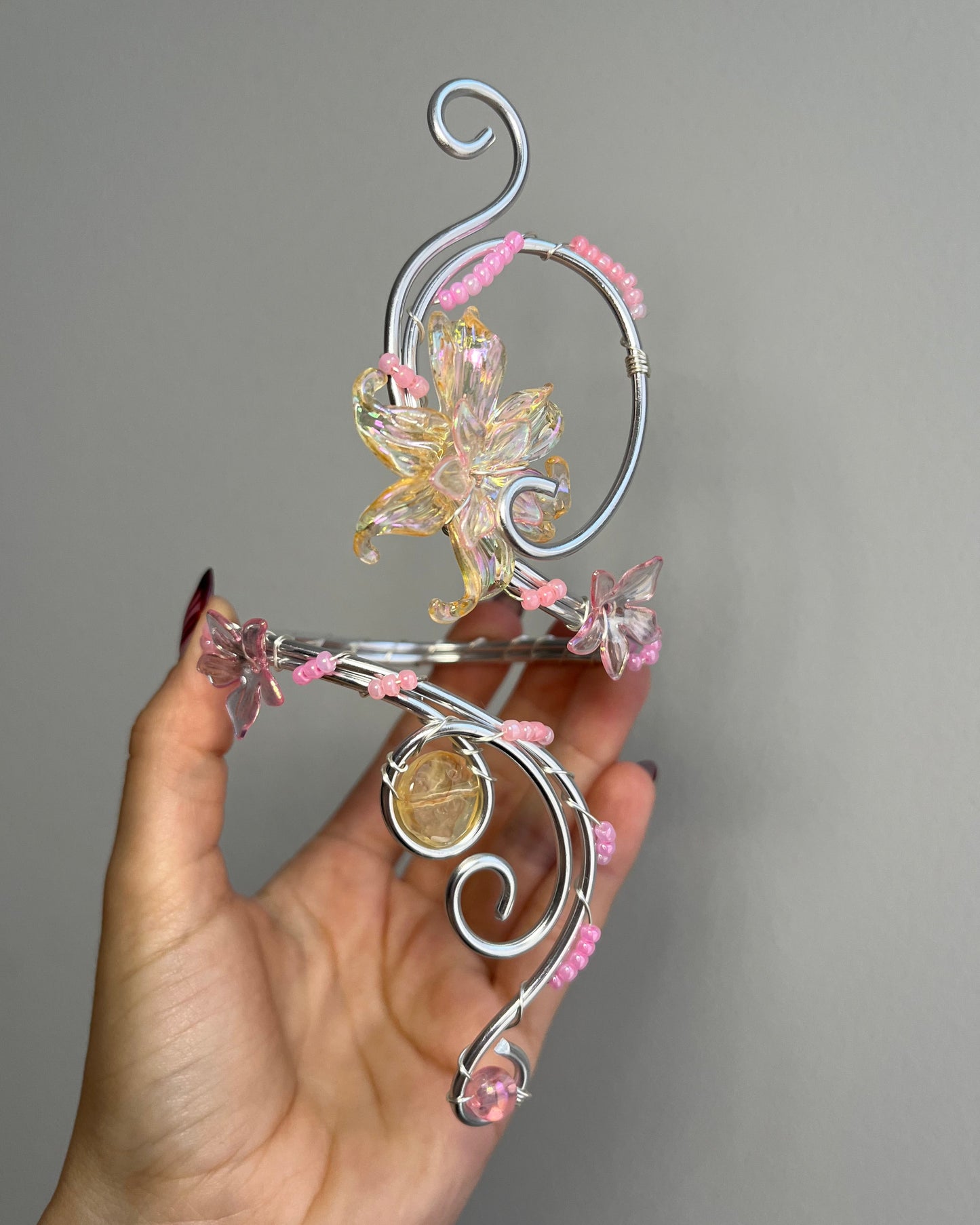 Oberarmreif Silber 'Laura' – Handgemachter Fairycore Arm Cuff