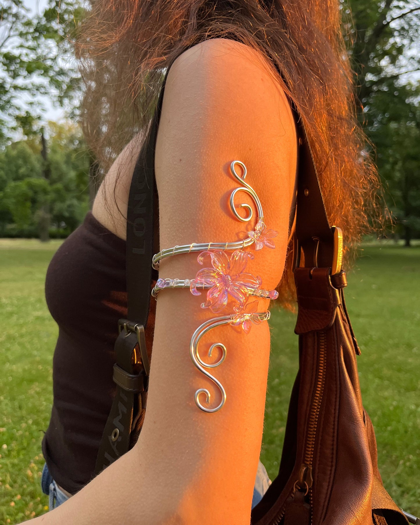 Silver Arm Cuff Jewelry on Model