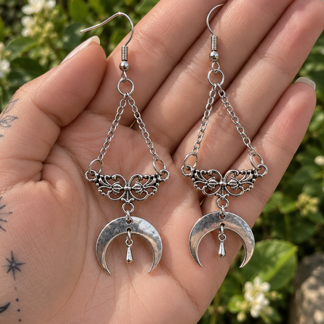 Handmade Renaissance Moon Earrings 'Estelle'