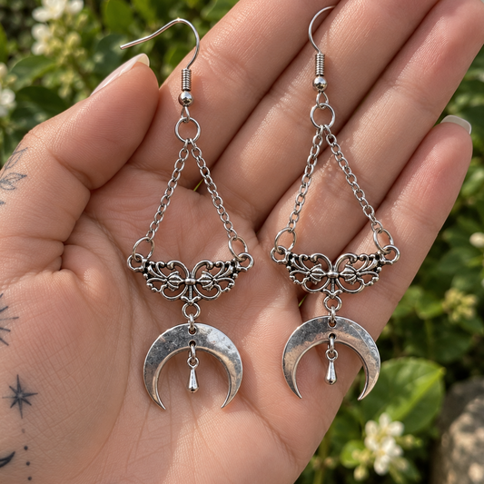 Handmade Renaissance Moon Earrings 'Estelle'