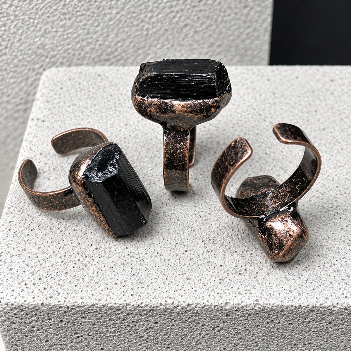 Handmade Witchcore Ring With Black Turmalin Stone 'Asteria'