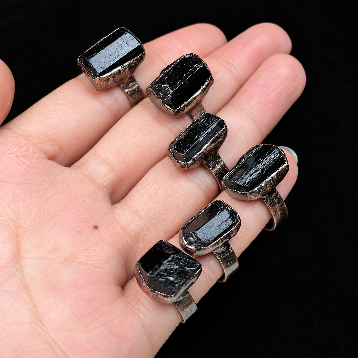 Handmade Witchcore Ring With Black Turmalin Stone 'Asteria'