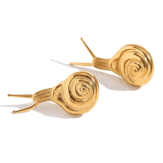 Stainless Steel 18k Gold Plated Snail Earrings