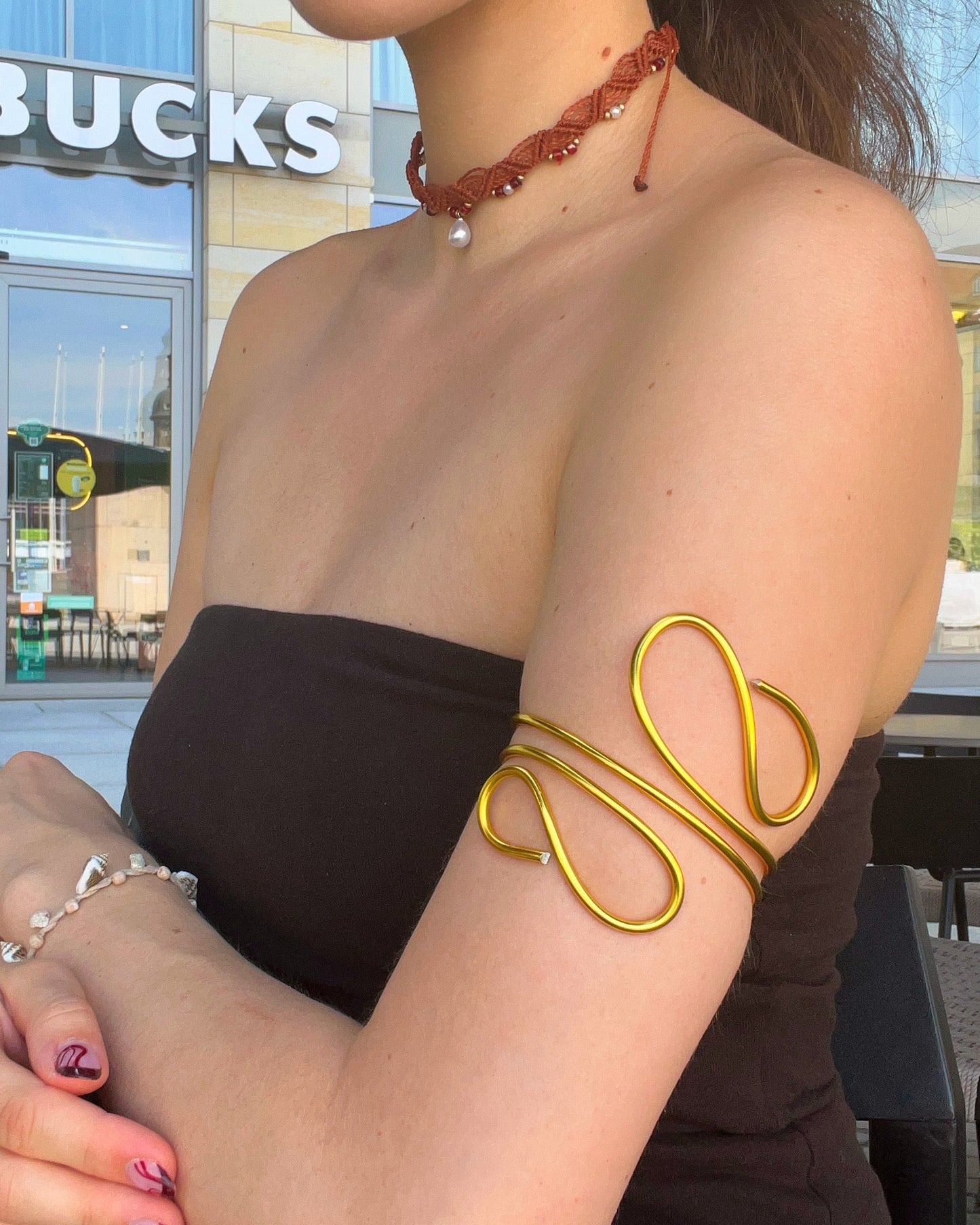Golden Upper Arm Bangle 'Avril'