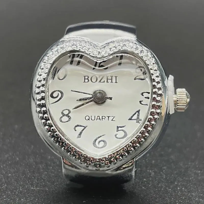 Heart Shape Silver Watch Ring 'Cassandra'