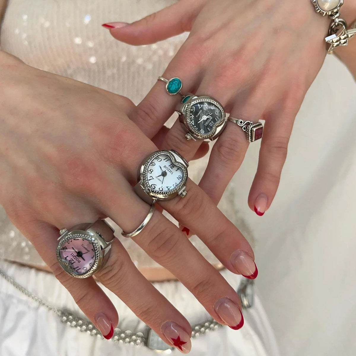 Heart Shape Silver Watch Ring 'Cassandra'