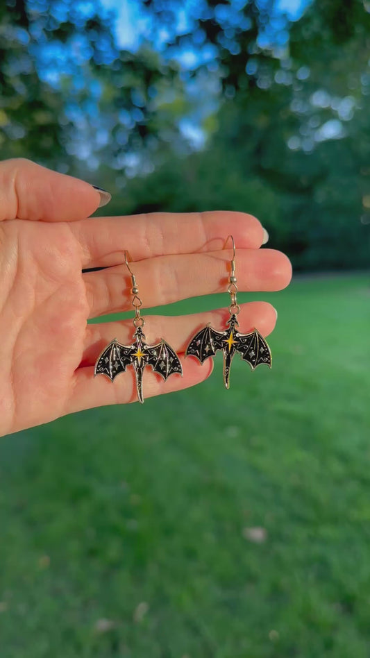 Stainless Steel Fantasy Dragon Earrings 'Aslaug'