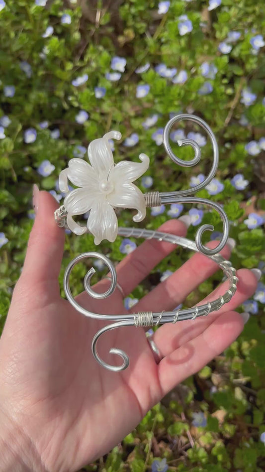 Oberarmreif Silber 'Elena' – Handgemachter Fairycore Arm Cuff